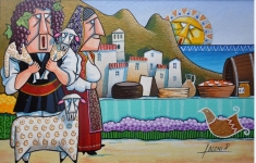 Opera pittorica dell’artista Paolo Laconi, realizzata per rappresentare l’evento BACCO E LAGNELLO    