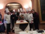 il team cuochi marche assieme  al professor Cresti, al professor Pulsoni 
